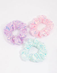 Kids Mixed Sequined Pastel Hair Scrunchies Pack - link has visual effect only