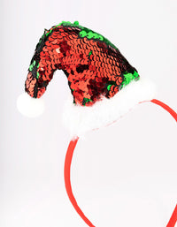 Fabric Red Sequin Santa Hat Headband - link has visual effect only
