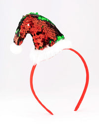 Fabric Red Sequin Santa Hat Headband - link has visual effect only