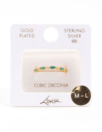 Gold Plated Sterling Silver Marquise Round Cubic Zirconia Ring - link has visual effect only