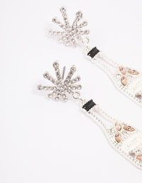 Silver Diamante Champagne Bottle Drop Earrings - link has visual effect only