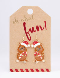 Gold Christmas Quokka Drop Earrings - link has visual effect only