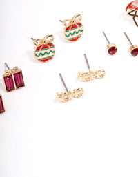 Christmas Flamingo Stud Earrings 5-Pack - link has visual effect only