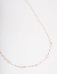 Rose Gold Encased Pearl Station Short Necklace - link has visual effect only