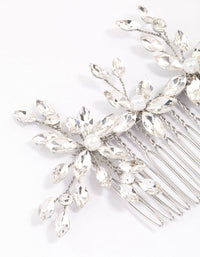 Rhodium Marquise Trio Floral Hair Comb - link has visual effect only