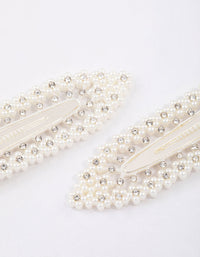 Silver Diamante & Pearl Hair Clip Pack - link has visual effect only