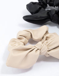 Faux Leather Large Bow Hair Scrunchie Pack - link has visual effect only