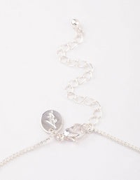 Silver Plated Cubic Zirconia Dainty Cupchain Floral Necklace - link has visual effect only