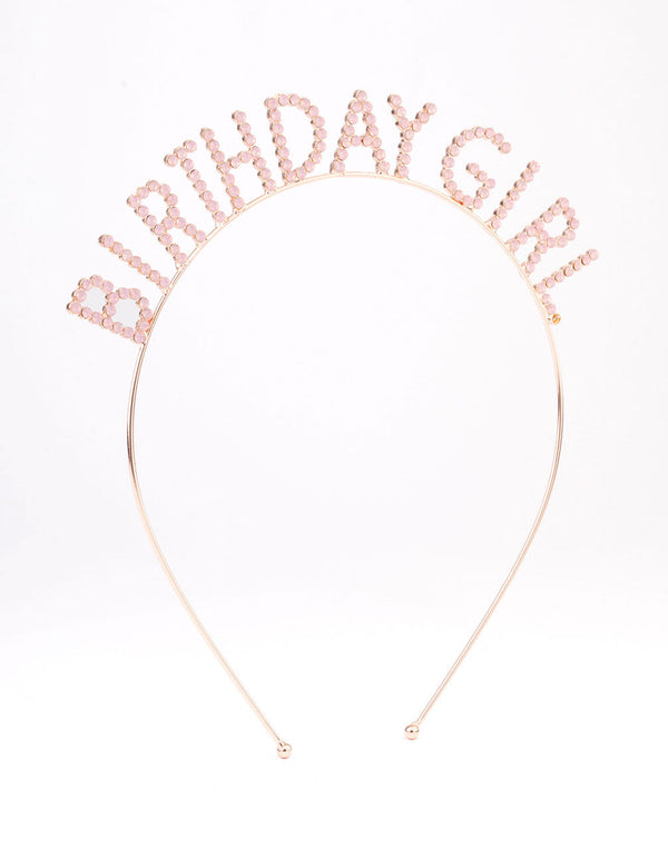 Kids Rose Gold Diamante Birthday Headband