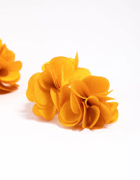 Gold & Yellow Fabric Flower Hoop Earrings - link has visual effect only