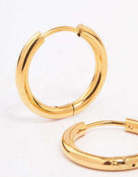 Gold Plated Surgical Steel Medium Polished Hoop Earrings - link has visual effect only