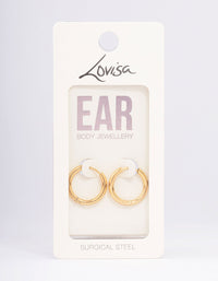 Gold Plated Surgical Steel Medium Polished Hoop Earrings - link has visual effect only