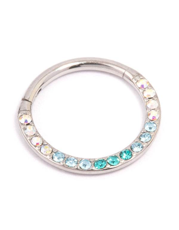 Surgical Steel Ombre Pave Clicker Ring