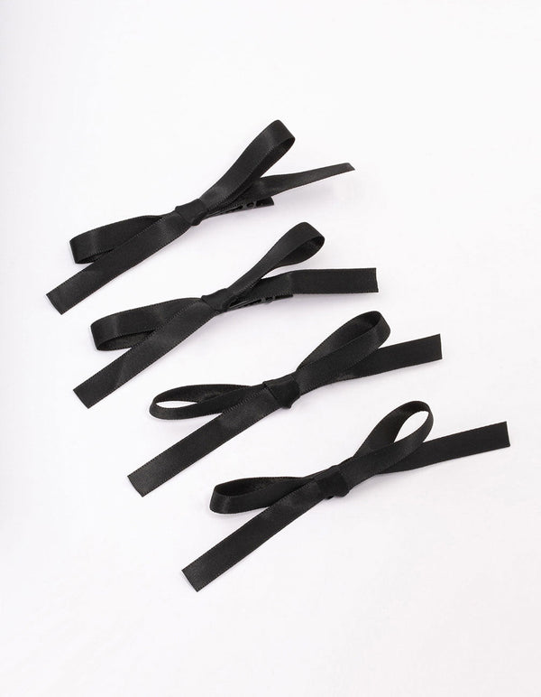 Black Simple Hair Bow 4-Pack