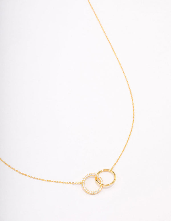 Gold Plated Sterling Silver Paved Link Hoop Necklace
