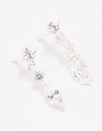 Sterling Silver Triangular Cubic Zirconia Marquise Drop Earrings - link has visual effect only