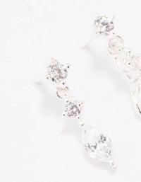 Sterling Silver Triangular Cubic Zirconia Marquise Drop Earrings - link has visual effect only