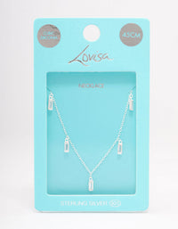 Sterling Silver Baguette Drop Pendant Necklace - link has visual effect only