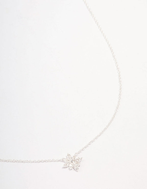 Sterling Silver Cubic Zirconia Starburst Pendant Necklace