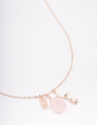 Rose Gold Semi-Precious Rose Quartz Love Necklace - link has visual effect only