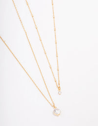 Gold Plated Delicate Cubic Zirconia Necklace Pack - link has visual effect only