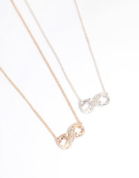 Mixed Metal Diamante Infinity Necklace Pack - link has visual effect only