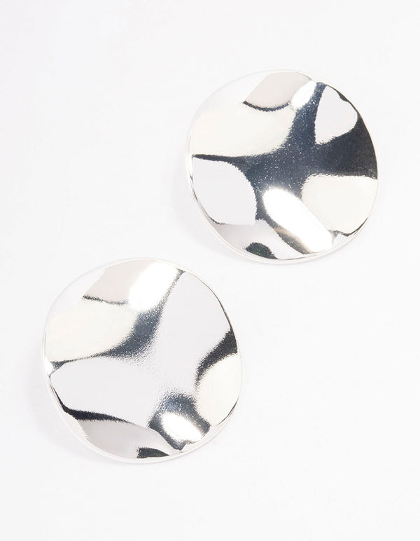 Silver Morphed Disc Stud Earrings