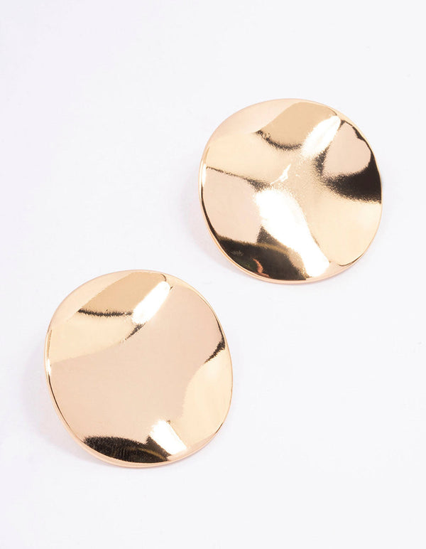 Gold Morphed Disc Stud Earrings