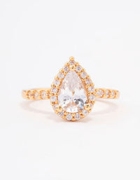 Gold Plated Classic Pear Cubic Zirconia Engagement Ring - link has visual effect only