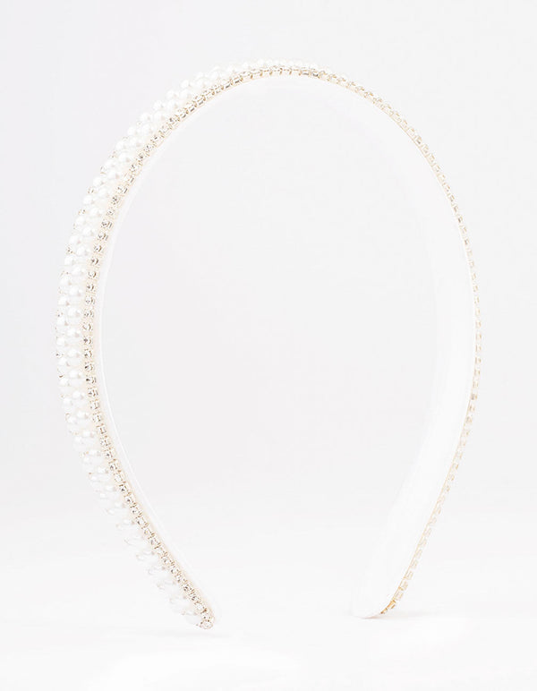 Fabric Pearl & Diamante Classic Headband