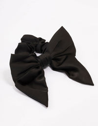 Black Satin Bow Hair Scrunchie - link has visual effect only