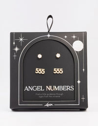 Gold Plated Cubic Zirconia Angel Number 555 Stud Earring Pack - link has visual effect only