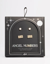 Gold Plated Cubic Zirconia Angel Number 888 Stud Earring Pack - link has visual effect only