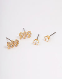 Gold Plated Cubic Zirconia Angel Number 999 Stud Earring Pack - link has visual effect only