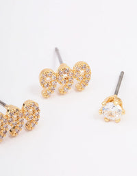 Gold Plated Cubic Zirconia Angel Number 999 Stud Earring Pack - link has visual effect only