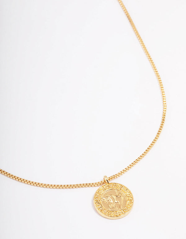 Gold Plated Taurus Star Sign Pendant Necklace