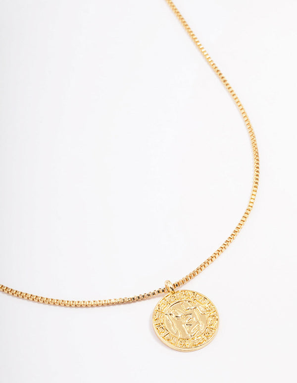 Gold Plated Aquarius Star Sign Pendant Necklace