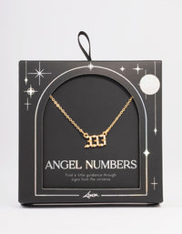 Gold Plated Cubic Zirconia 333 Angel Number Pendant Necklace - link has visual effect only
