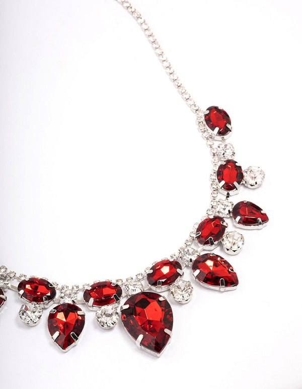 Red Multi Stone Short Necklace