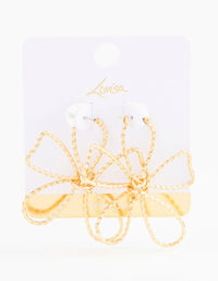 Gold Plated Textured Wire Flower Statement Earrings - link has visual effect only
