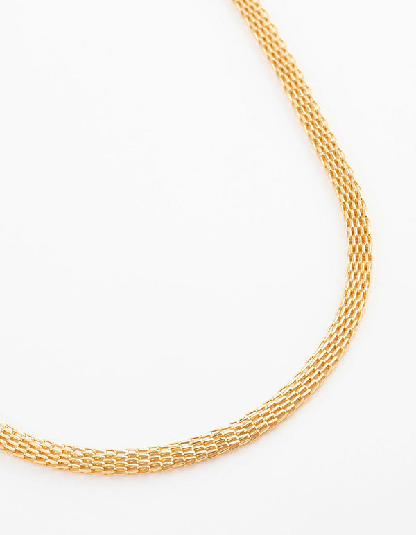 Gold Plated Fine Weave Chain Necklace