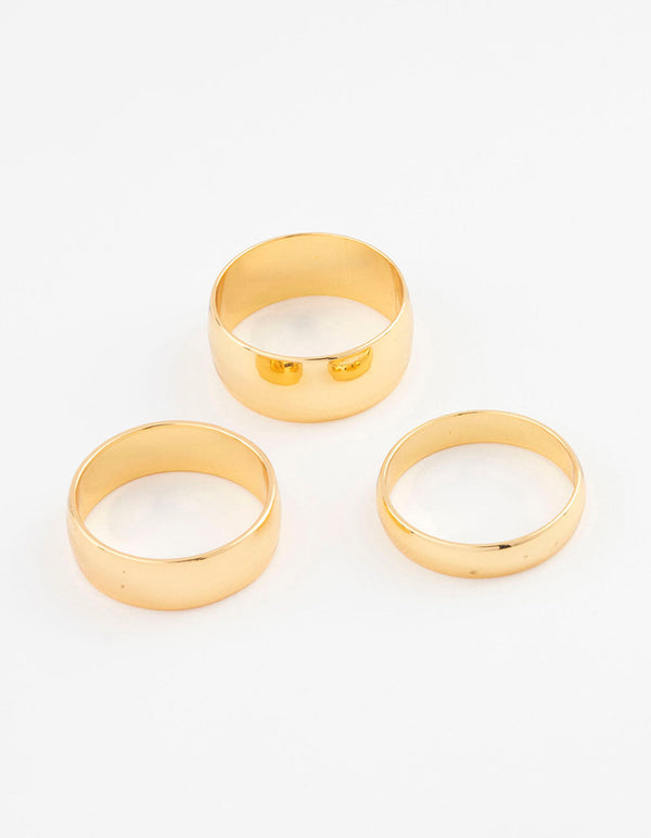 Gold Plated Plain Gold Ring 3-Pack