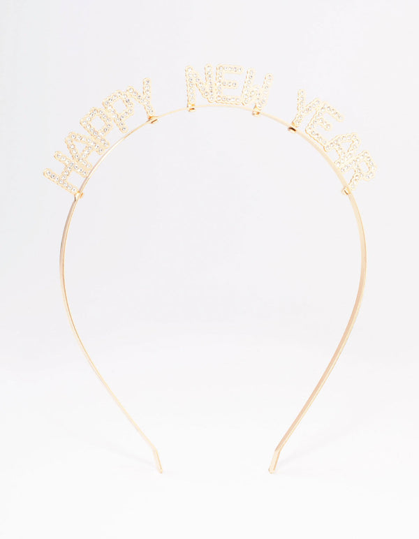 Gold Crystal Happy New Year Headband