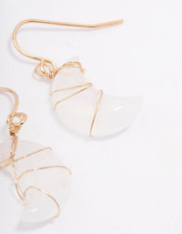 Gold Clear Quartz Moon Drop Earrings - link has visual effect only