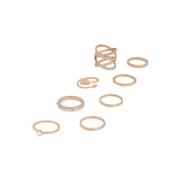 Gold Double Crossover Diamante Ring 8-Pack - link has visual effect only