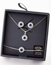 Blue Diamond Simulant Round Jewellery Set - link has visual effect only