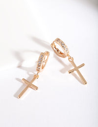 Gold Diamante Cross Huggie - link has visual effect only