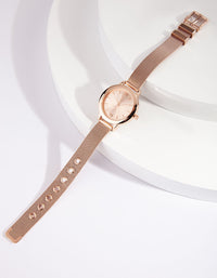 Rose Gold Skinny Mesh Watch - link has visual effect only