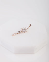 Three Flower Cubic Zirconia Belly Bar - link has visual effect only