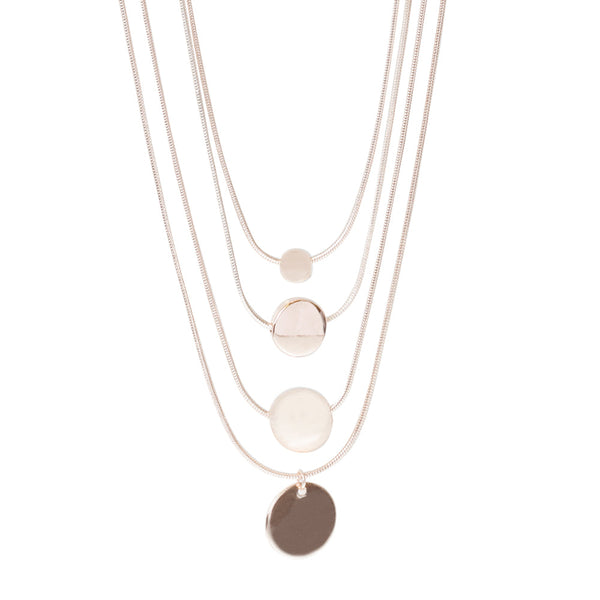 Rose Gold Layered Disc Necklace